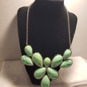 Stunning Vintage Jane Stone Silvertone Bubble Cluster Mint Green Necklace